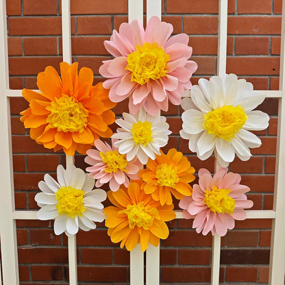 Crepe Paper Flower for Wall Decor Girls Birthday Party Backdrop Baby Shower Nursery Room Decoration Pack of 9 (Pastel)