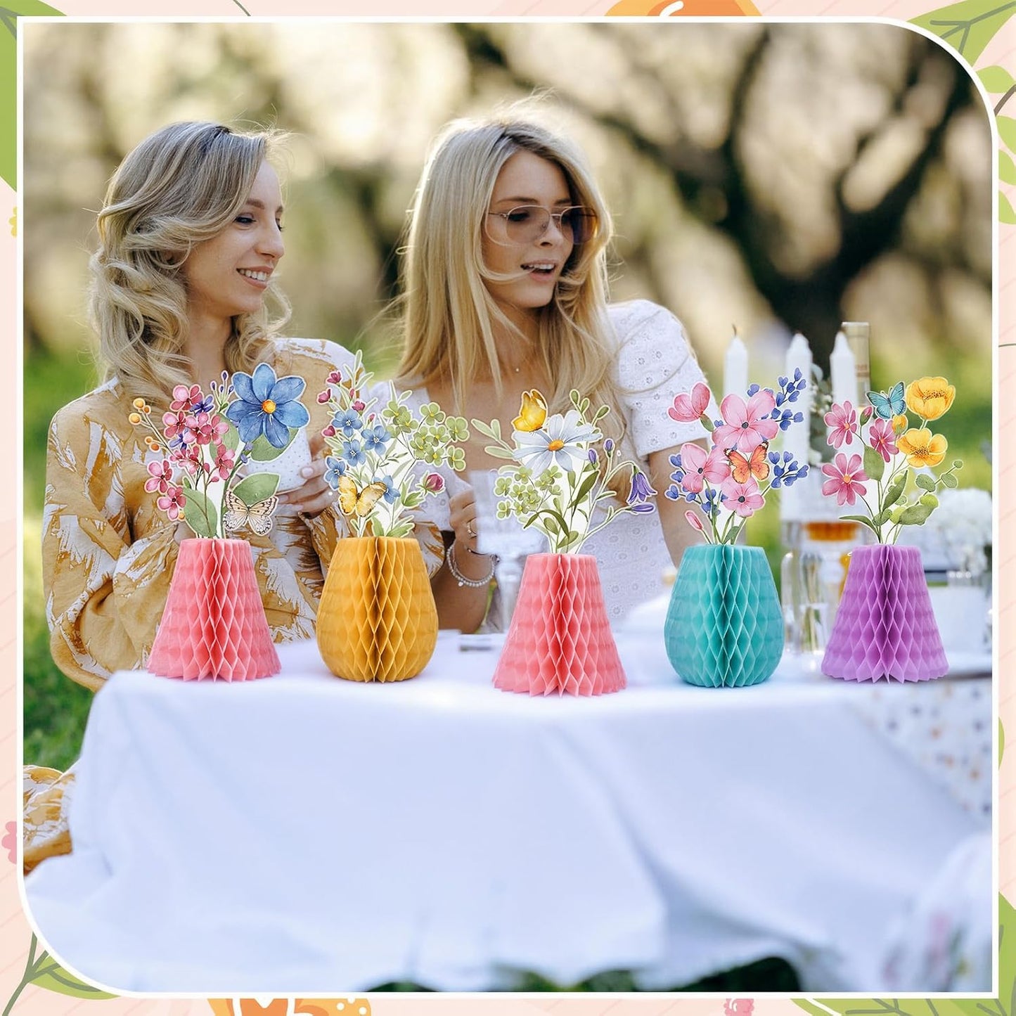 Vicenpal 12 Pcs Wildflowers Honeycomb Centerpieces Wildflowers Party Decorations 3D Summer Table Decor Flower Centerpieces for Birthday Baby Shower Wedding Party Office Home Decorations