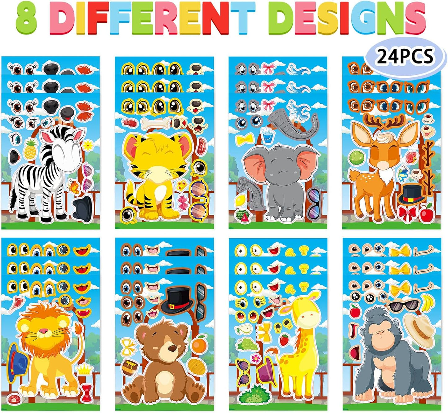 24 Sheets Cupcake Make a Face Sticker Sheets for Kids Todders Activities, Make Your Own Stickers for Kids Birthday Party Favor Supplies Craft