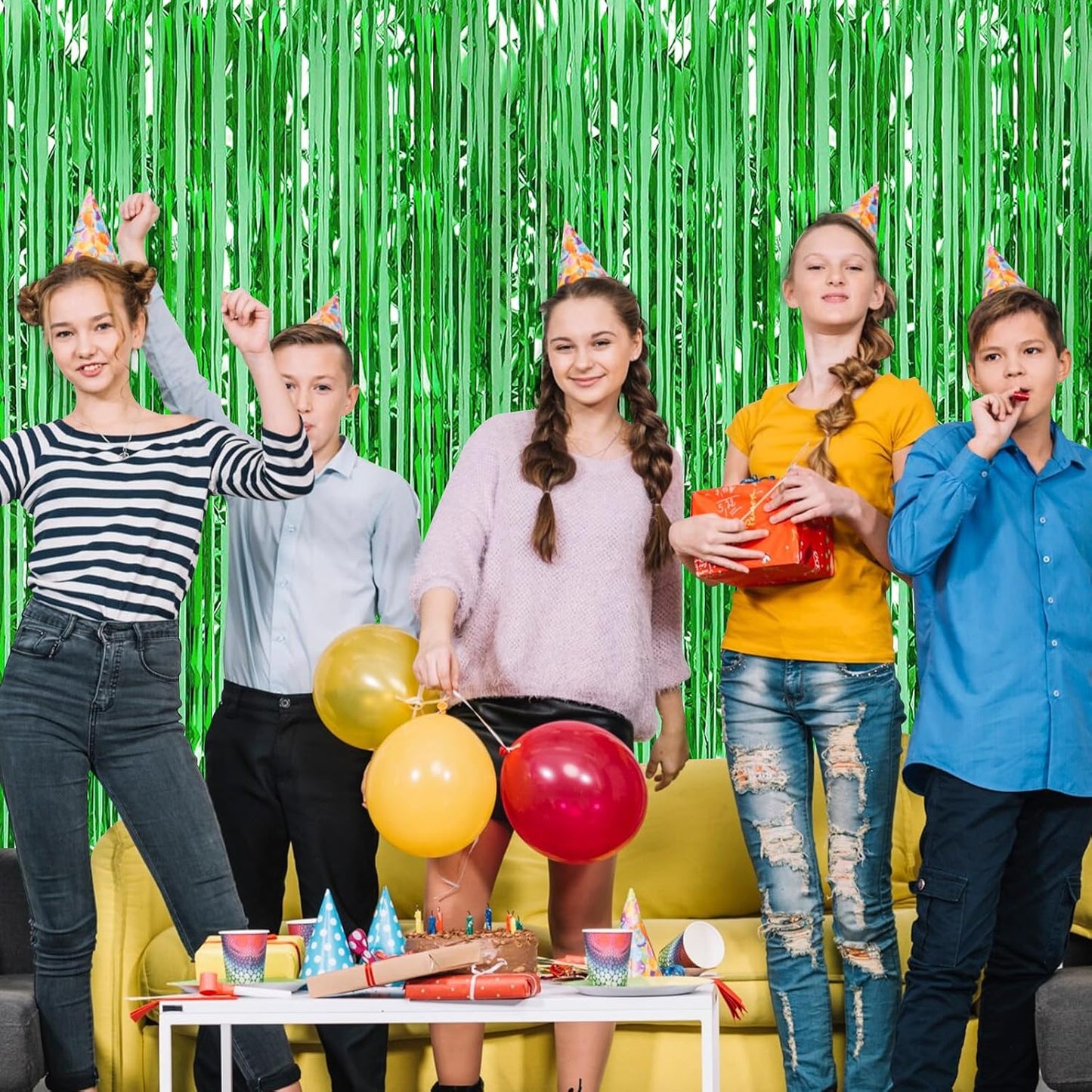 Silver Fringe Curtain Party Streamers, 12 Pack 3.3ft x 8.2ft Foil Curtain Backdrop Tinsel Foil Fringe Curtains Photo Booth Backdrop Streamer for Birthday, Wedding, Baby Shower, Disco Party