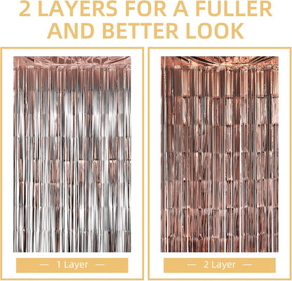 20 Pack Silver Foil Curtain Backdrop 3.2ft x 8.2ft Foil Fringe Backdrop Curtain Metallic Tinsel Foil Fringe Curtains Streamer Backdrop Curtains for Birthday Party Decorations Photo Booth (Silver)