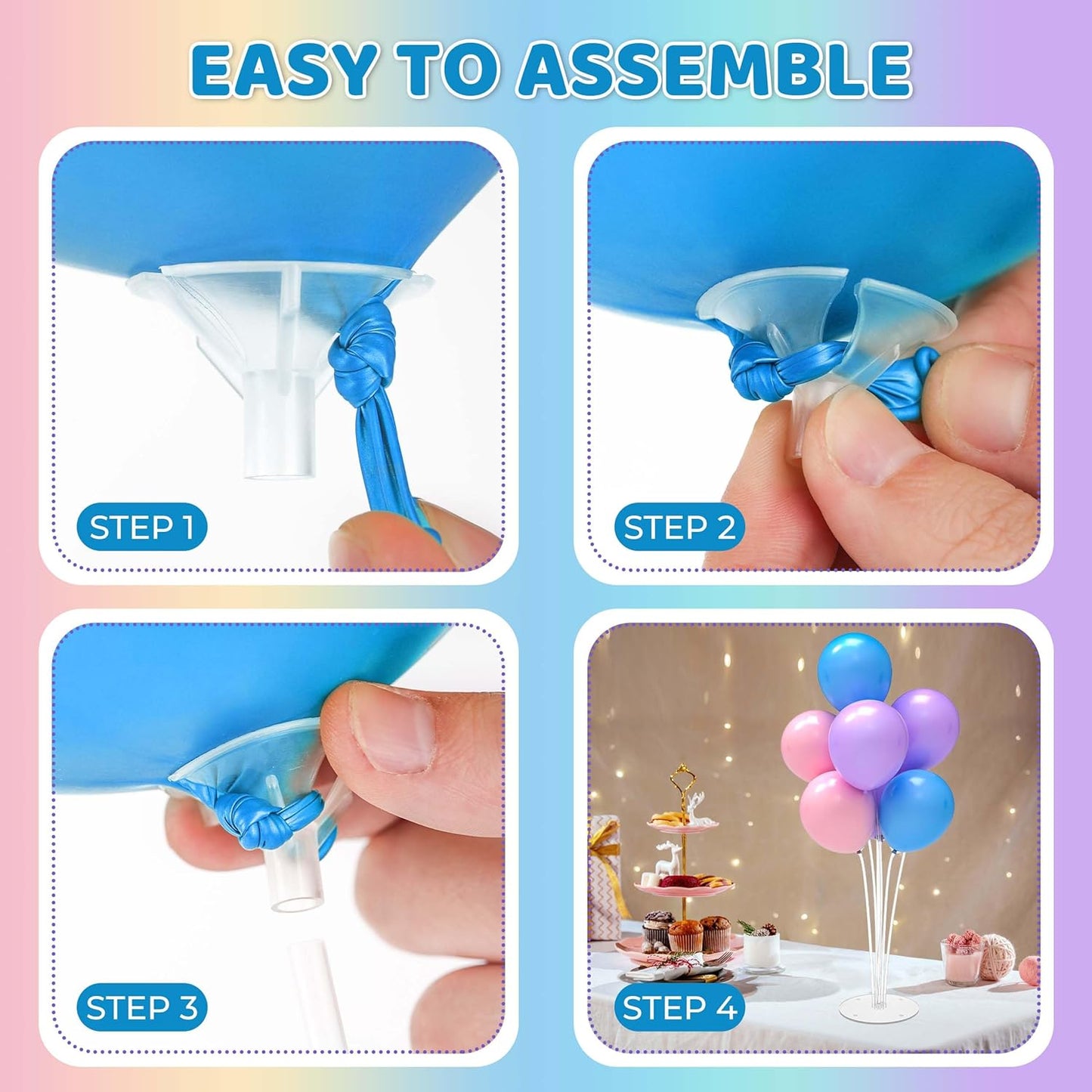 JOYYPOP 4 Sets Balloon Stand Kit For Table, Balloon Sticks with Base Birthday Graduation Party Decorations Wedding