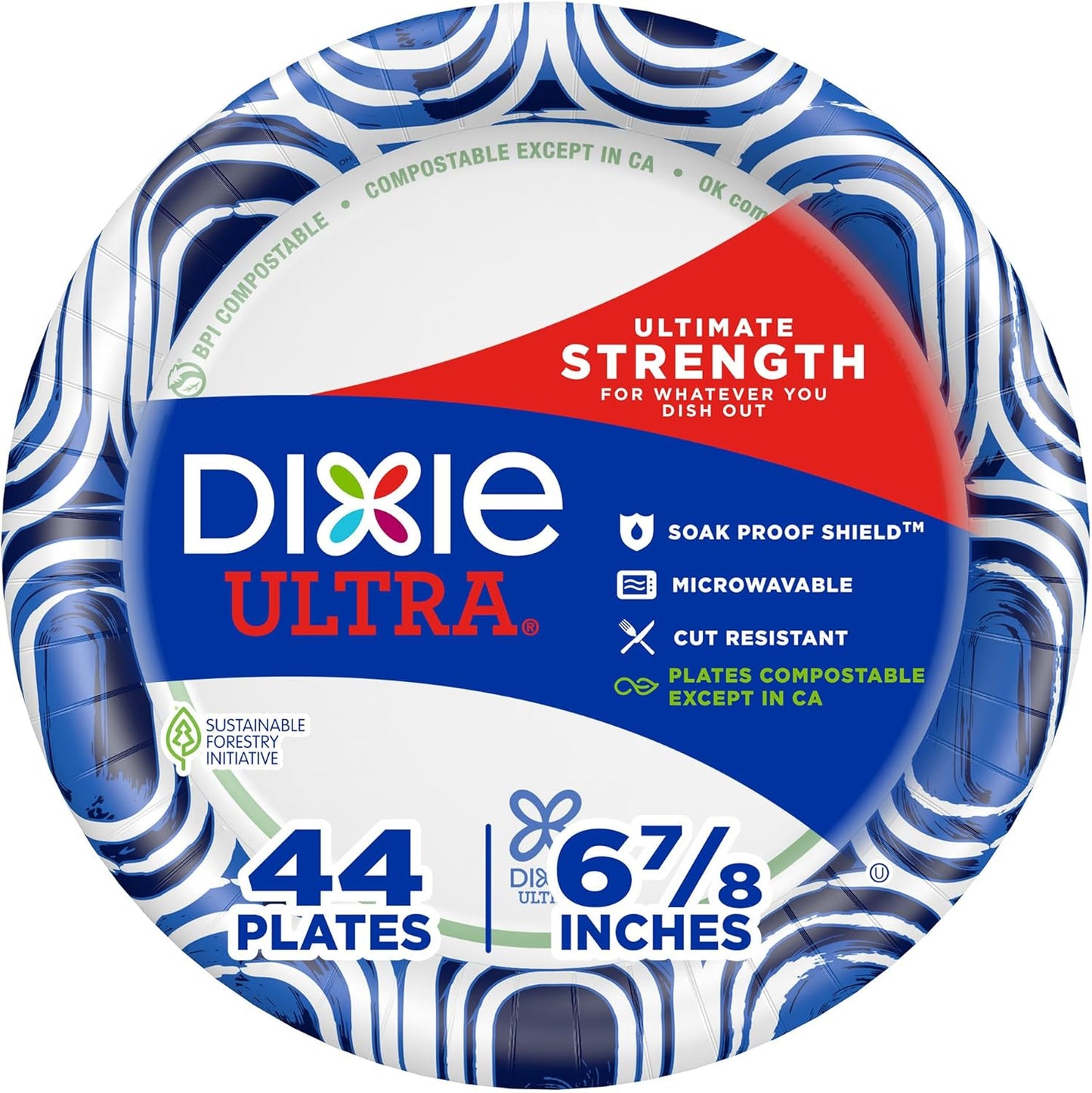 Dixie Ultra, Large Paper Plates, 10 Inch, 172 Count (4 packs of 43 plates), 3X Stronger*, Heavy Duty, Microwave-Safe, Soak-Proof, Cut Resistant, Disposable Plates For Heavy, Messy Meals