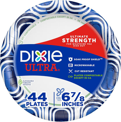 Dixie Ultra, Large Paper Plates, 10 Inch, 172 Count (4 packs of 43 plates), 3X Stronger*, Heavy Duty, Microwave-Safe, Soak-Proof, Cut Resistant, Disposable Plates For Heavy, Messy Meals