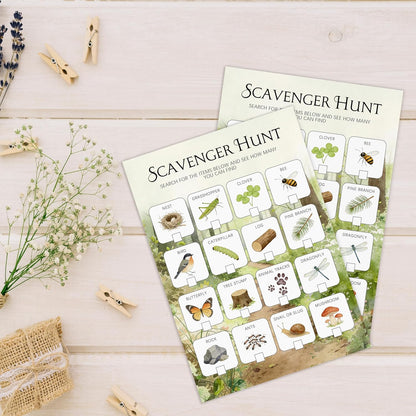 30Pcs Nature Scavenger Hunt Cards, Scavenger Hunt Cards Road Trip and Travel Activities, Spring Summer Holiday Party Supplies, Camping Games Outdoor Indoor Seek Activity-A03