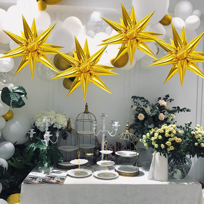ZAKVOOR 60 Pcs Star Balloons 12 Spike Foil Explosion Party Decoration Balloons for Christmas New Year Eve Birthday (Silver)