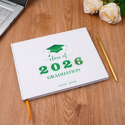 Graduation Guest Book, Class of 2026 Graduation Guest Book with Pen, Hardcover Guest Sign in Book, Memory Scrapbook, Graduation Decorations, Grad Party Supplies for High School，College (Blue)