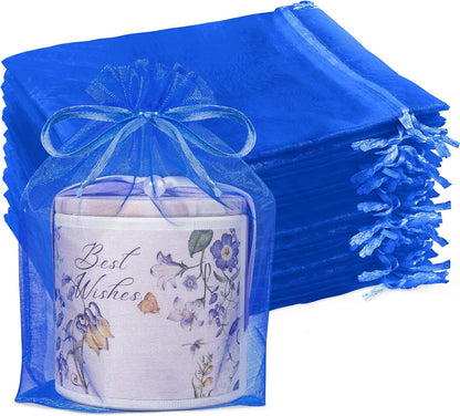 Crweety 50 Pcs Organza Bags 6x9 Inch White, Large Mesh Gift Bags Drawstring, Jewelry Pouches Treat Sachet Goodie Mesh Bag Drawstring for Wedding Party Favors Baby Shower & Mothers Day Gifts