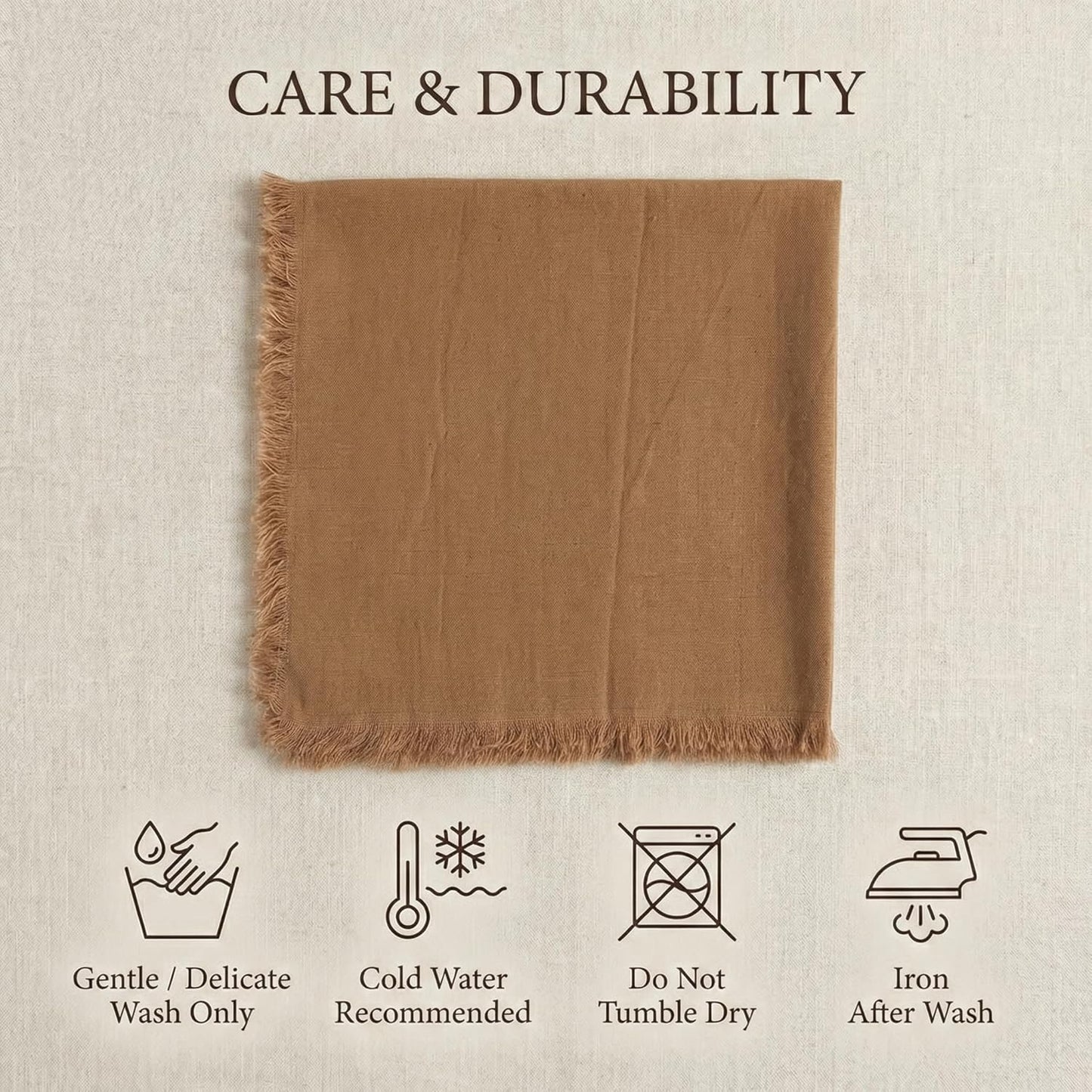 ACCENTHOME Natural Cotton Linen Napkin Set of 12 18x18 inch Dinner Napkins - Washable Soft Premium Hotel Quality Reusable Hemmed Edges Napkins Perfect Table Linens for Family Dinners, Weddings