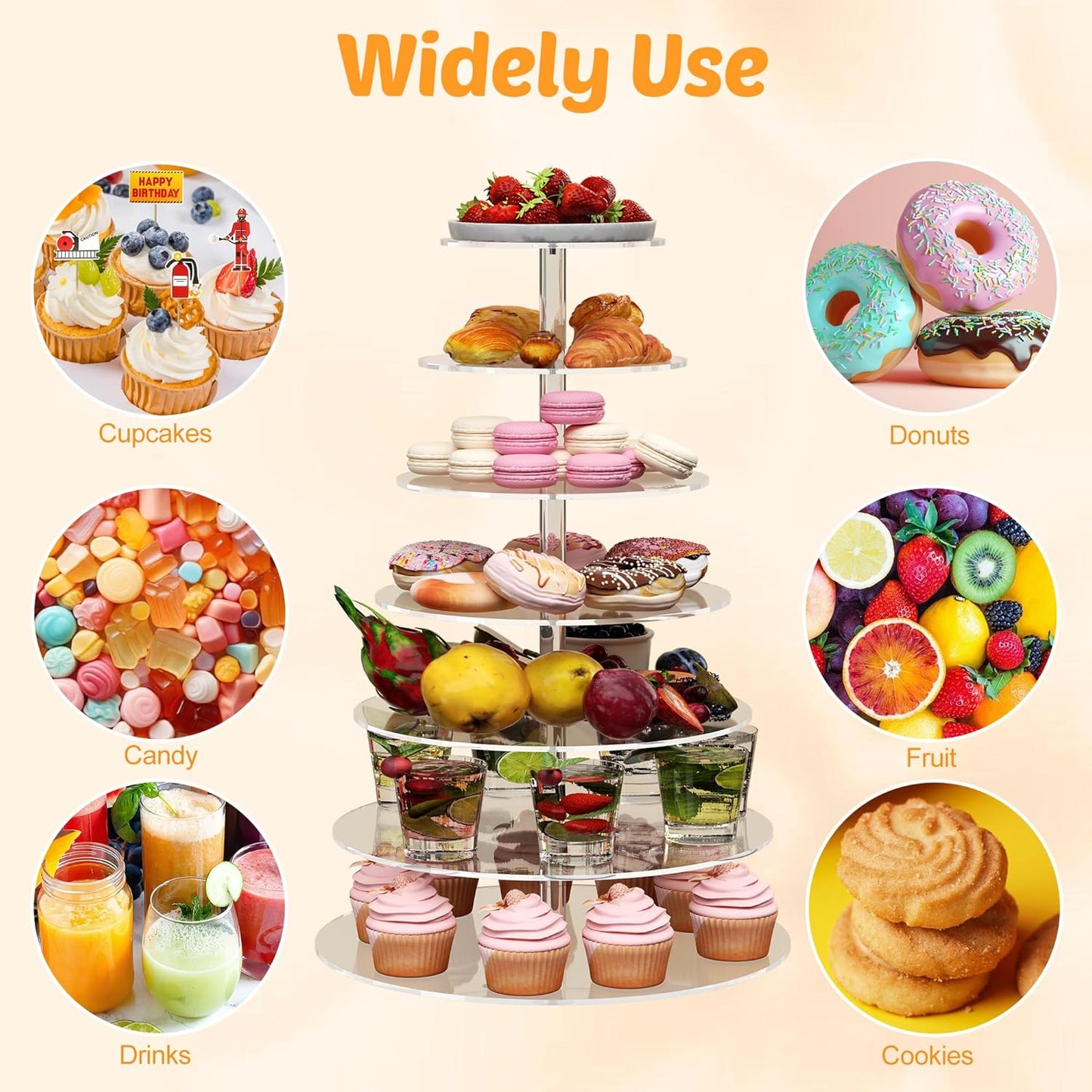 4 Tier Round Cupcake Stand, Acrylic Cupcake Display Stand for 38 Cupcakes, Clear Cupcake Holder Stand for Dessert Table, Cupcake Tower Stand for Wedding Birthday Party Graduation