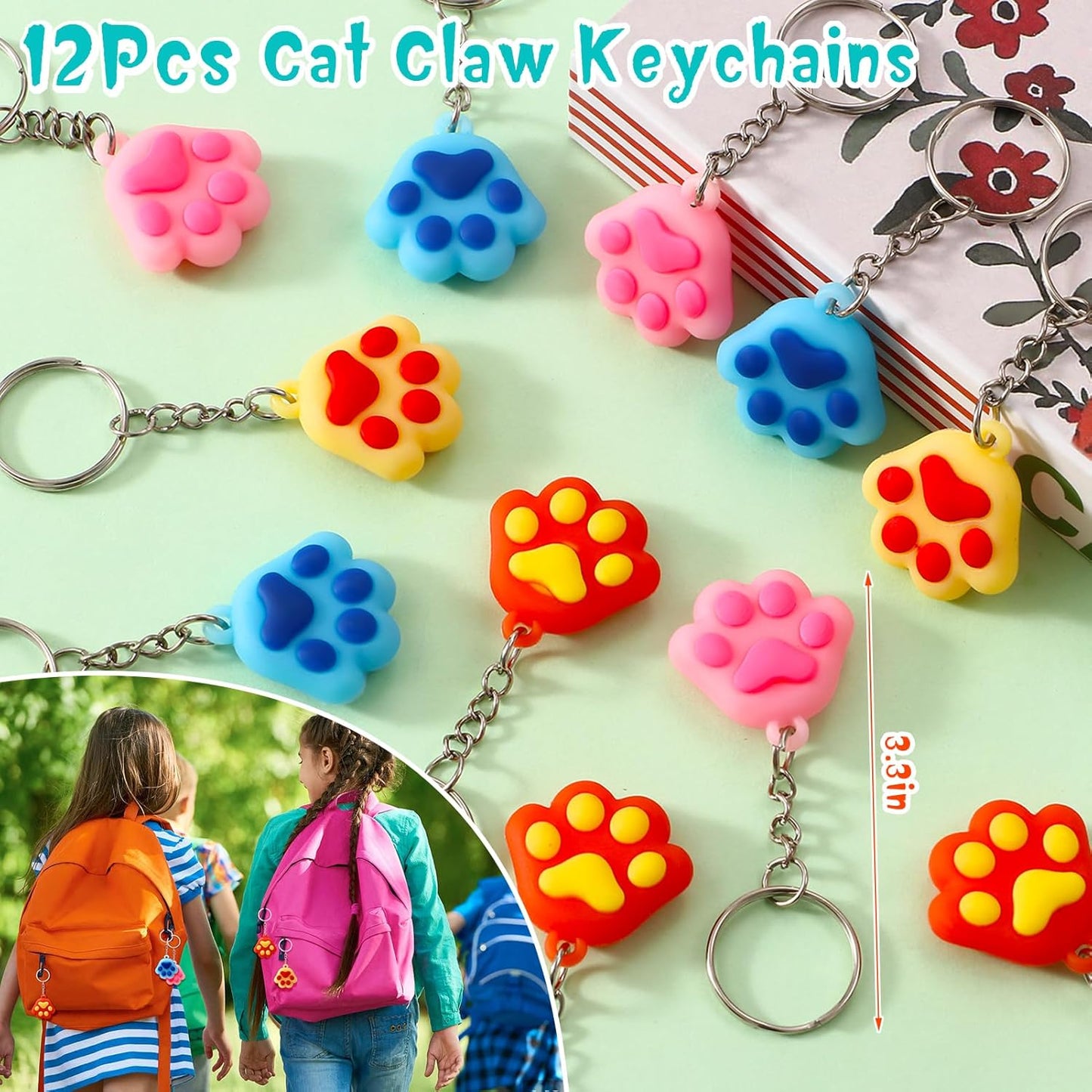 Winrayk Cat Party Favors Birthday Supplies for Kids Girls, Squishy Toy Straw Mini Bubble Wand Keychain Slap Bracelet Sticker, Classroom Pinata Filler Goodie Bag Stuffer Cat Themed Party Favors Decor