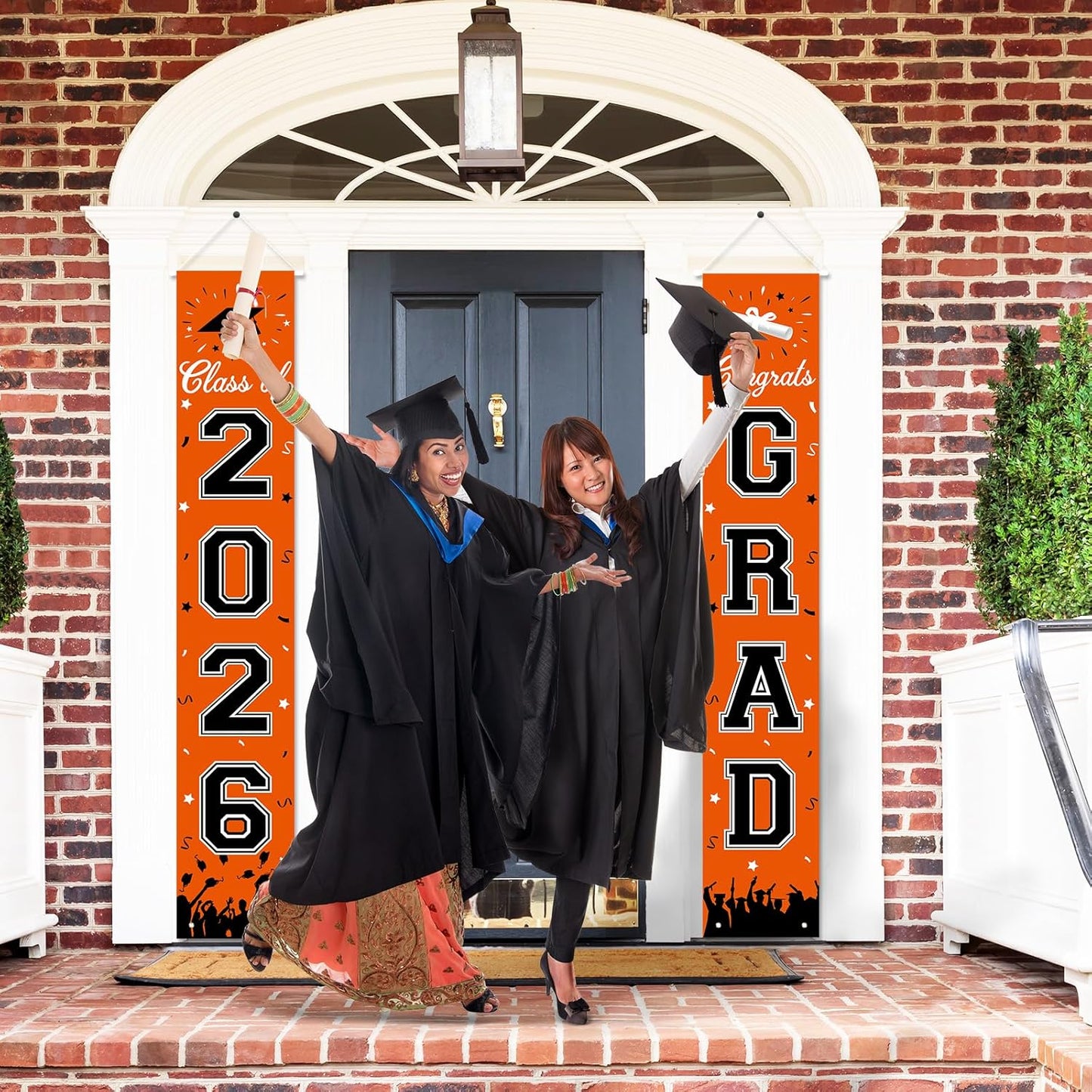 2026 Graduation Decorations, Graduation Banner Class of 2026, Hanging Congratulations/Congrats Grad Banner for Door and Porch, Party Decor - Black