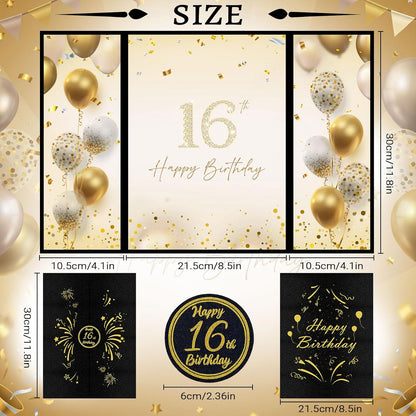 Blue and Silver 16th Birthday Party Decoration Guest Book 16th Happy Birthday Guest Sign in Book Perfect Signature Cardboard Party Supplies Great Birthday Gift for Boys