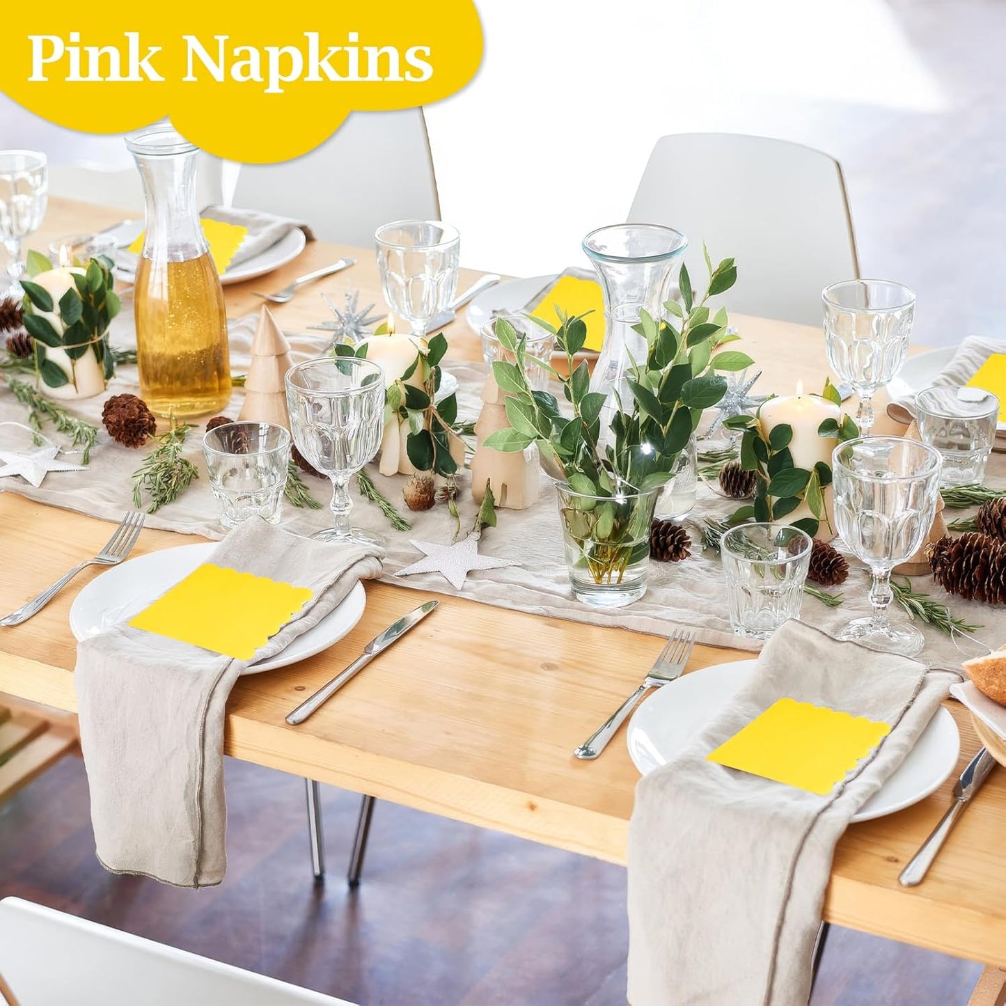 100 Pcs Cocktail Napkins, 2-Ply 5 x 5 Inches Disposable Scalloped Napkins, Thick Premium Dessert Napkins for Party, Wedding, Dinner, Birthday, Anniversary, Festival (Sage Green)