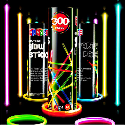 Play22 100pk Ultra Bright Glow Sticks Bulk Party Favors - 8" Premium Glow in the Dark Party Supplies, Neon, Easter, Halloween Party Decorations Glow Necklaces and Bracelets for Kids or Adults