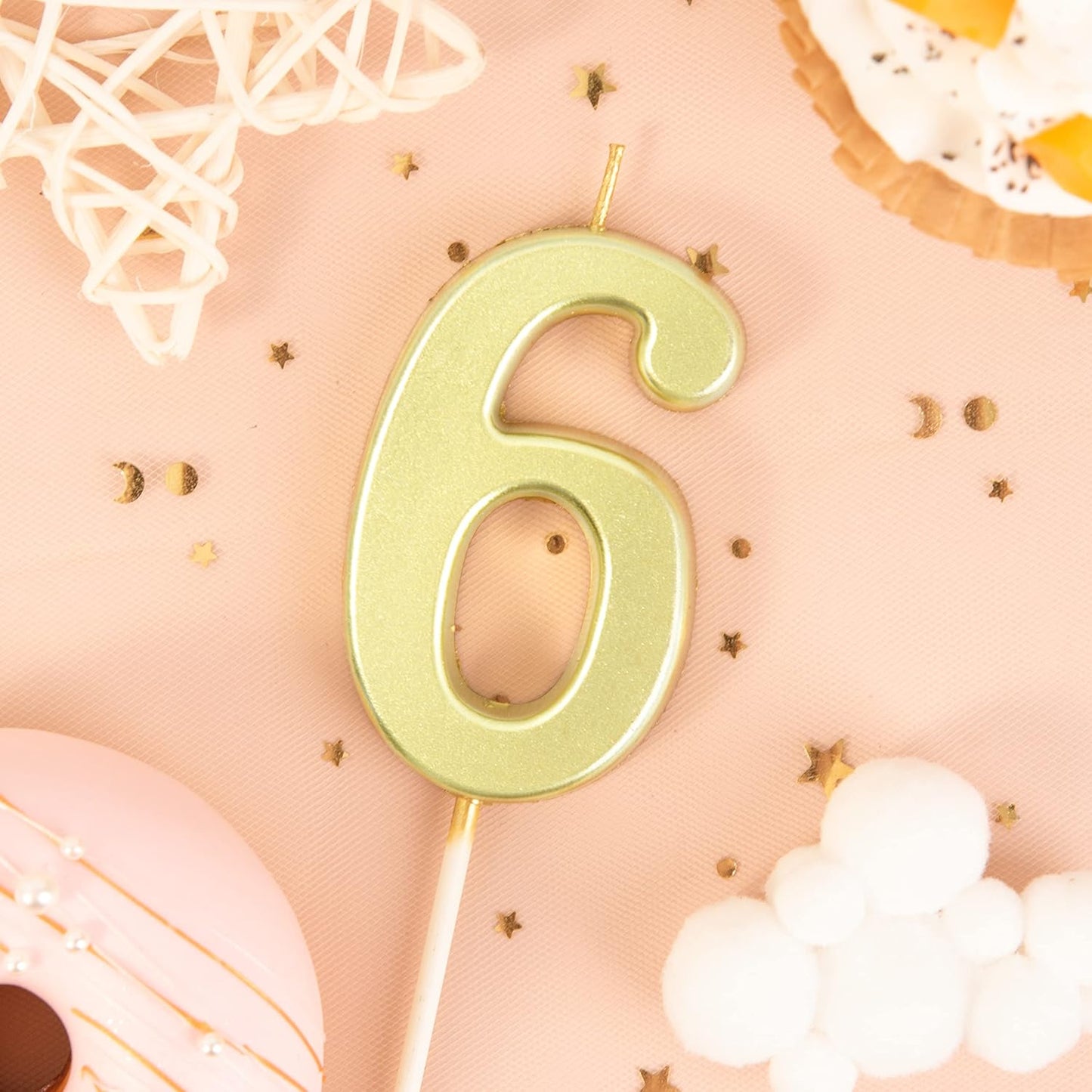 PHD CAKE 2.76 Inch Modern Gold 2 Number Birthday Candles, Gold Number Candles, Cake Number Candles, Party Celebration