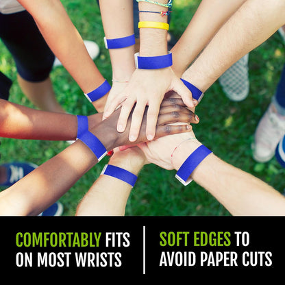 100 WristCo Metallic Gold Tyvek Wristbands for Events - ¾” x 10” - Waterproof Recyclable Comfortable Tear Resistant Paper Bracelets Wrist Bands for Concerts Festivals Admission Party