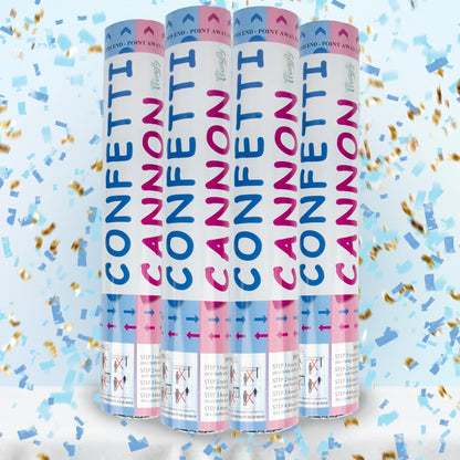 4 Pack Gender Reveal Confetti Cannon, 12 in Blue Rectangle Shaped Paper Party Poppers Cannons, Confetti Poppers For Baby Boy Gender Reveal Baby Showers (Rectangle, Blue)