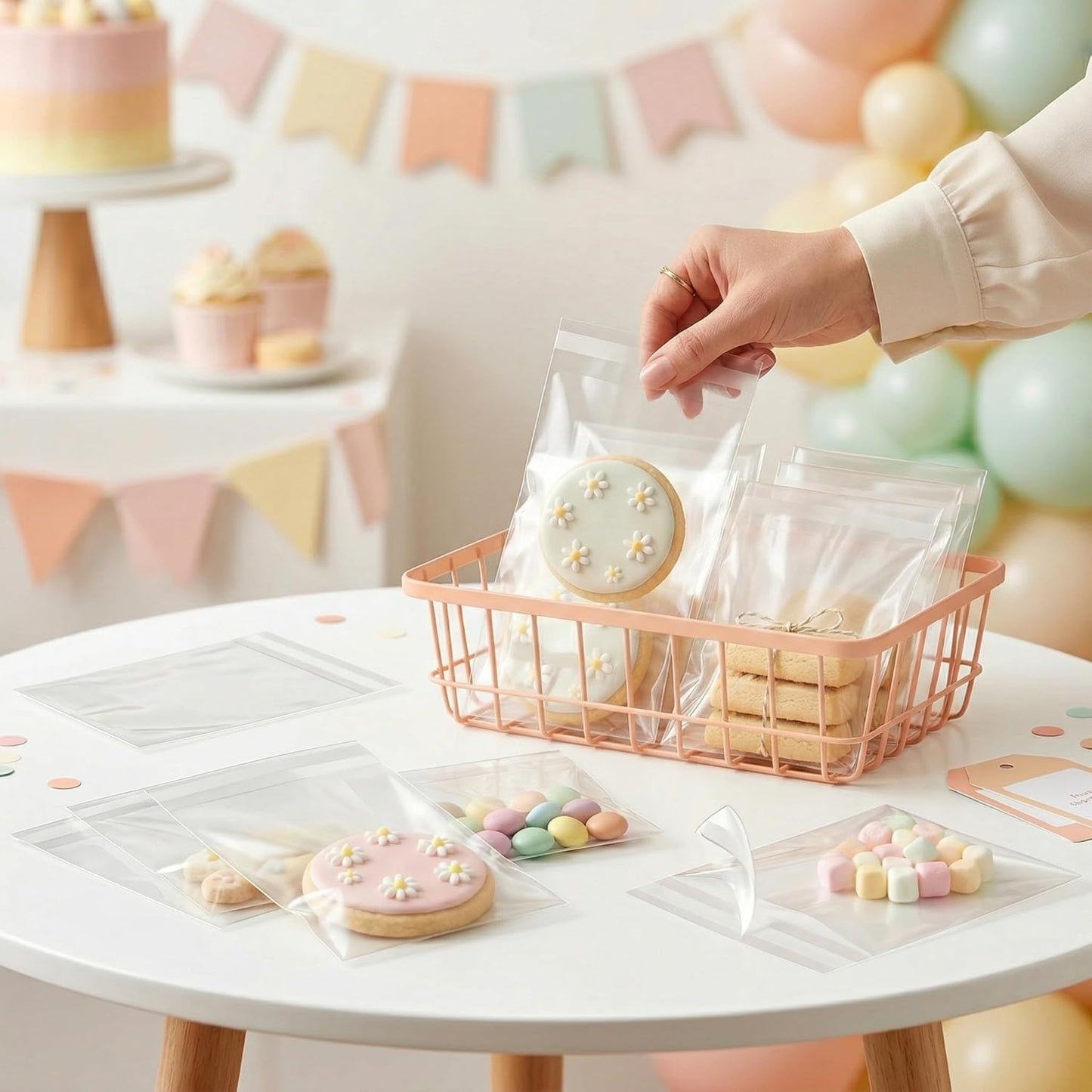 Clear Self Sealing Cellophane Bags 4"x6" (10.2 x 15.2cm) Pack of 200 – 4x6 Cookie Bags with Seal for Treat Bags, Cookies Wrappers Candy Party Favors Goodie