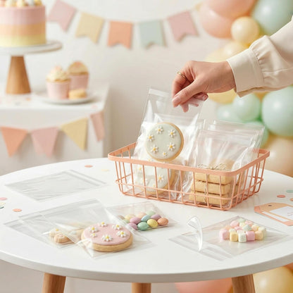 Clear Self Sealing Cellophane Bags 4"x6" (10.2 x 15.2cm) Pack of 200 – 4x6 Cookie Bags with Seal for Treat Bags, Cookies Wrappers Candy Party Favors Goodie