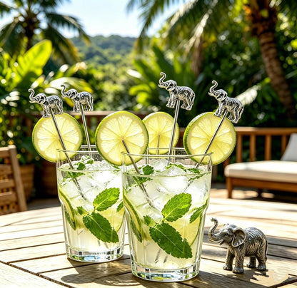 Homestia Stainless Steel Cocktail Picks, 4.7 Inch Reusable Martini Olive Picks, Metal Garnish Skewers for Drinks, Appetizers, Bloody Mary - Set of 6 Metal Cocktail Picks for Party Bar