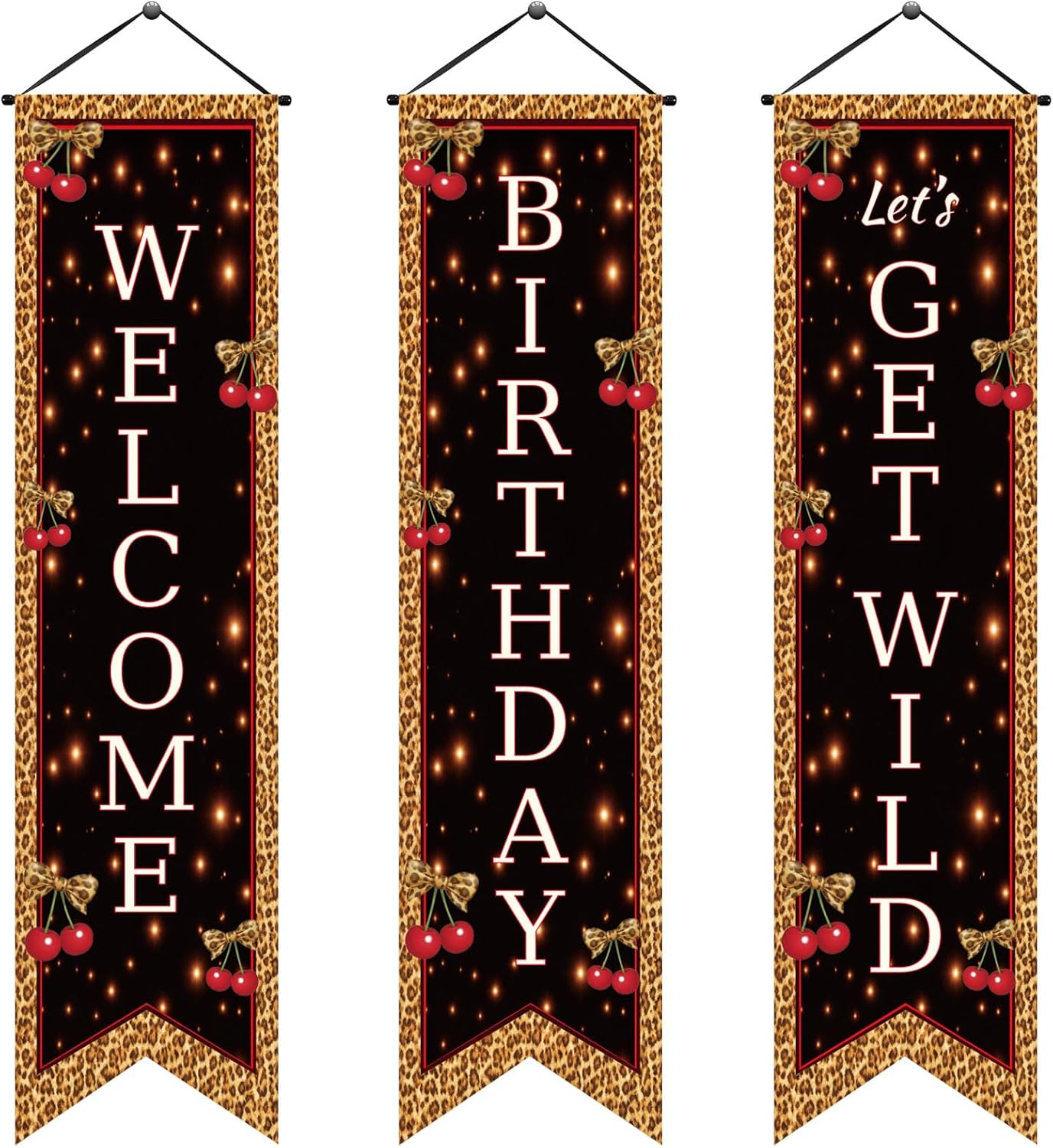 Chiisong 3 Pcs Neon Banner Party Decorations Let's Glow Banner Glow in the Dark Porch Sign Welcome Birthday Porch Sign for Neon Birthday Party Supplies Club Halloween Classroom Decorations