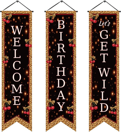 Chiisong 3 Pcs Neon Banner Party Decorations Let's Glow Banner Glow in the Dark Porch Sign Welcome Birthday Porch Sign for Neon Birthday Party Supplies Club Halloween Classroom Decorations