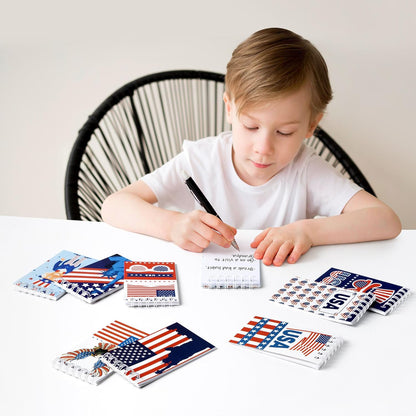 24Pcs Patriotic Mini Notepads, Red White Blue 4th of July Spiral Notebooks Bulk, USA American Pocket Memo Pads for Memorial Independence Day 250th anniversary Party Favors Gifts Office School Supplies