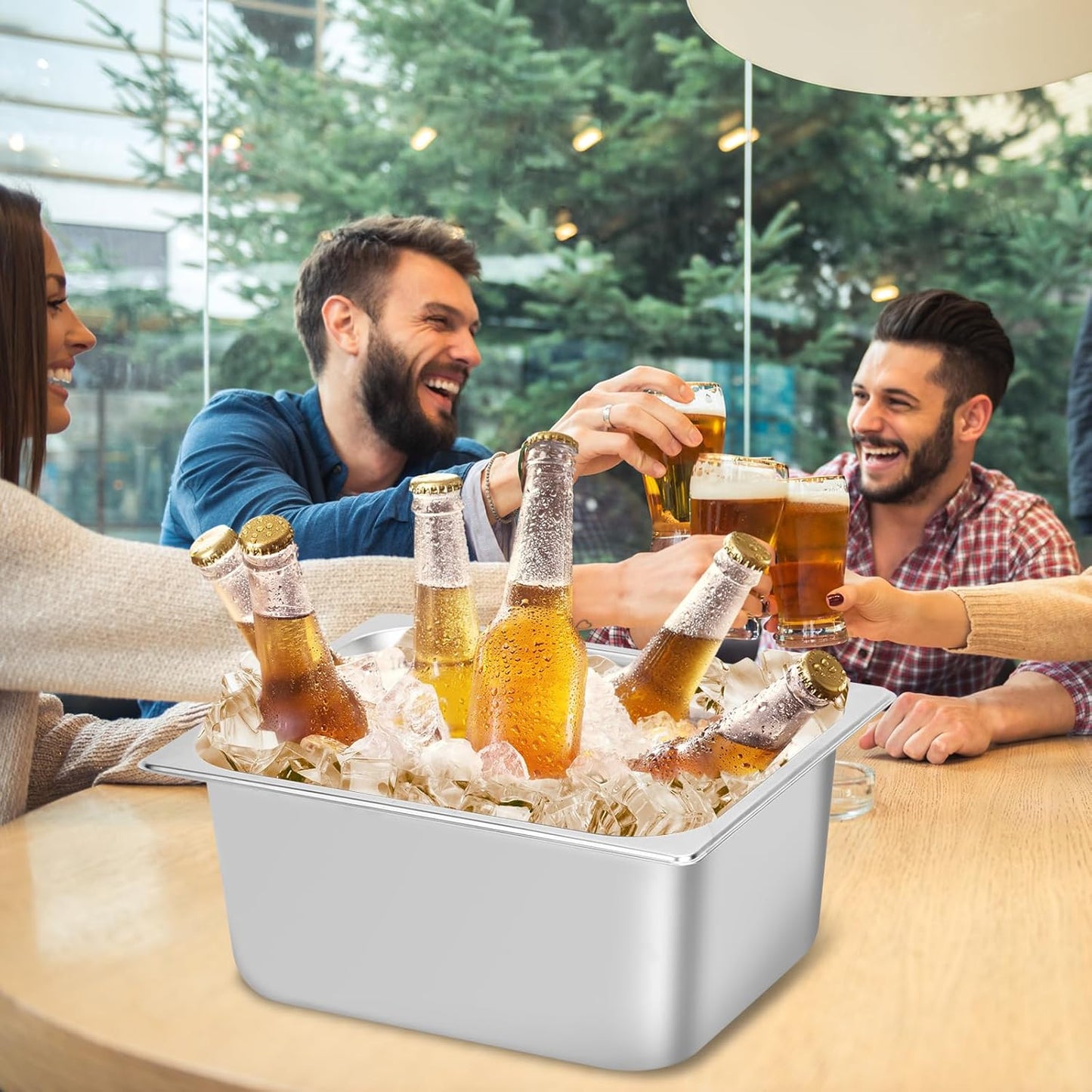2 Pack Ice Bucket for Freezer,Freezer Ice Bin (large),Ice Buckets for Parties,Champagne Bucket,Stainless Steel Ice Bin for Freezer,Suitable for parties, picnics,and kitchen storage