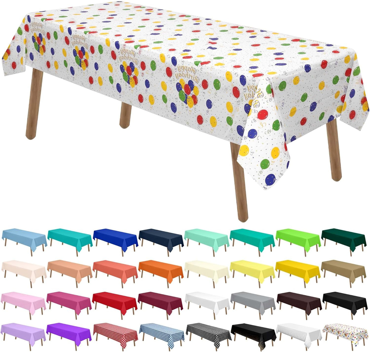 PARTY ULYJA White Plastic Tablecloths 2 Pack Disposable Table Covers 54 x 108 Inch Bridal Shower PEVA Vinyl Table Cloths for Picnic Birthday Wedding Banquet Parties 8 ft Rectangle Table Use