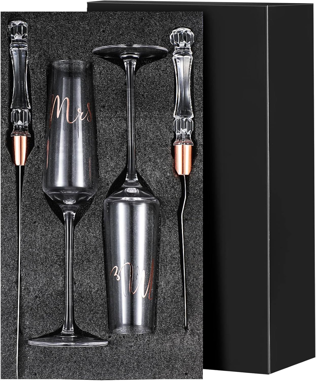 Boao 4 Pieces Wedding Toasting Flutes and Cake Server Set Wedding Reception Supplies Champagne Glasses Cake Knife Pie Server (Gold,Classic)