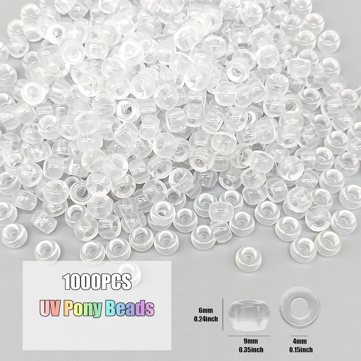 1000Pcs Glow in The Dark Pony Beads 9mm Plastic Kandi Beads Bulk for Friendship Bracelet Necklace Craft Jewelry Making Beads for Hair Braids 9 Color