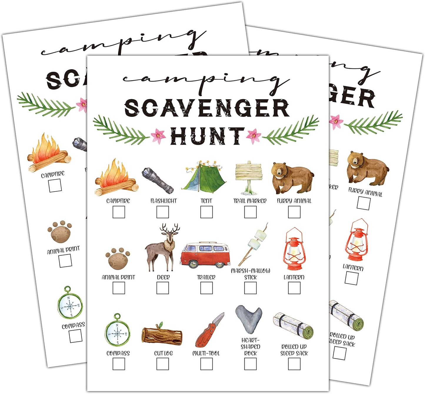 Scavenger Hunt Game, Outdoor Camping Scavenger Hunt, Park Treasure Hunt Clues Cards, Camping Party Games, Outdoor Nature Birthday Party Games Supplies Activities(03)