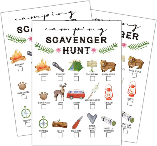 Scavenger Hunt Game, Outdoor Camping Scavenger Hunt, Park Treasure Hunt Clues Cards, Camping Party Games, Outdoor Nature Birthday Party Games Supplies Activities(03)