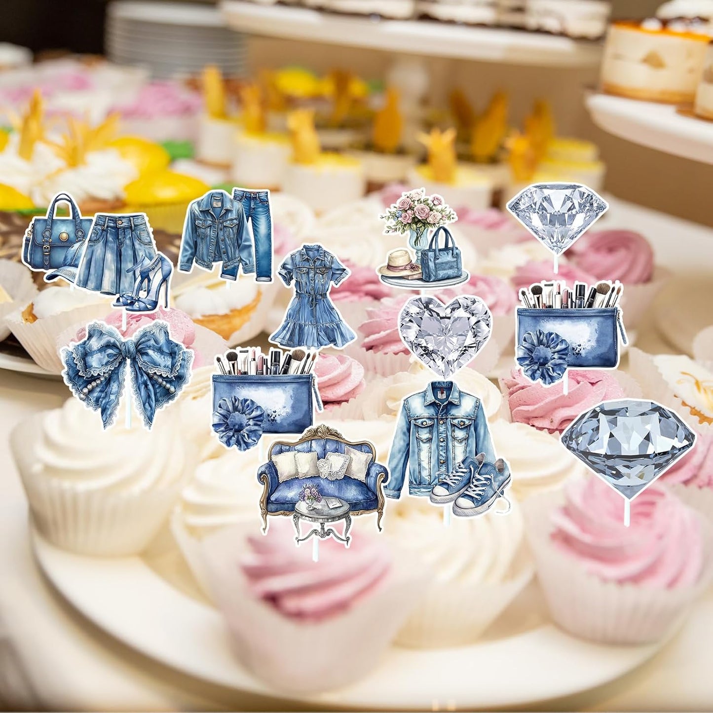 Wildflower Birthday Party Decorations, 36PCS Flower Floral Cupcake Toppers Decoration, Baby in Bloom Baby Shower Cupcake Picks Decor Party Supplies for Gilrs Women