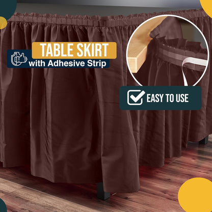 Exquisite Ruffle Table Skirt Black 6 Pack 14 Ft Long Table Skirts for Rectangle Tables 6ft Plus or Round Tables Skirts with Adhesive Strip for Gender Reveal Decor & Happy Birthday Parties