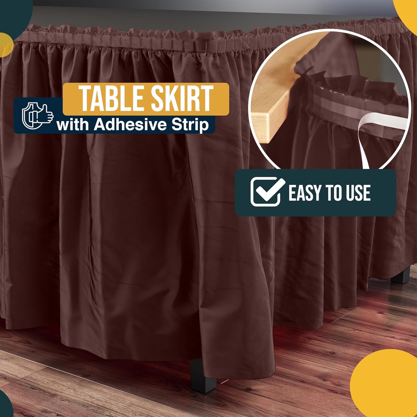 Exquisite Ruffle Table Skirt Pink 6 Pack 14 Ft Long Table Skirts for Rectangle Tables 6ft Plus or Round Tables Skirts with Adhesive Strip for Gender Reveal Decor & Happy Birthday Parties