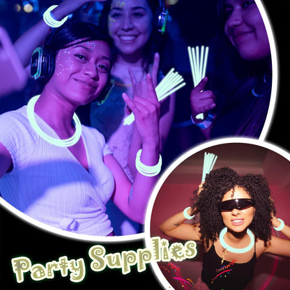 100 pk 8" Glow Sticks Bulk Party Favors, Light up Glow Necklaces & Bracelets in the Dark Party Supplies For Christmas Halloween 4th of July Birthday Neon Party (100 * Blue)