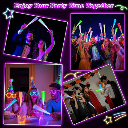 TURNMEON 30 Pcs Colorful Glow Fiber Wands,Toys Glow Sticks Bulk Party Pack for Adults,Glow in the Dark Party Supplies for Patriotic,football ,Wedding, Birthday,Classroom,Concert,Pool carnival