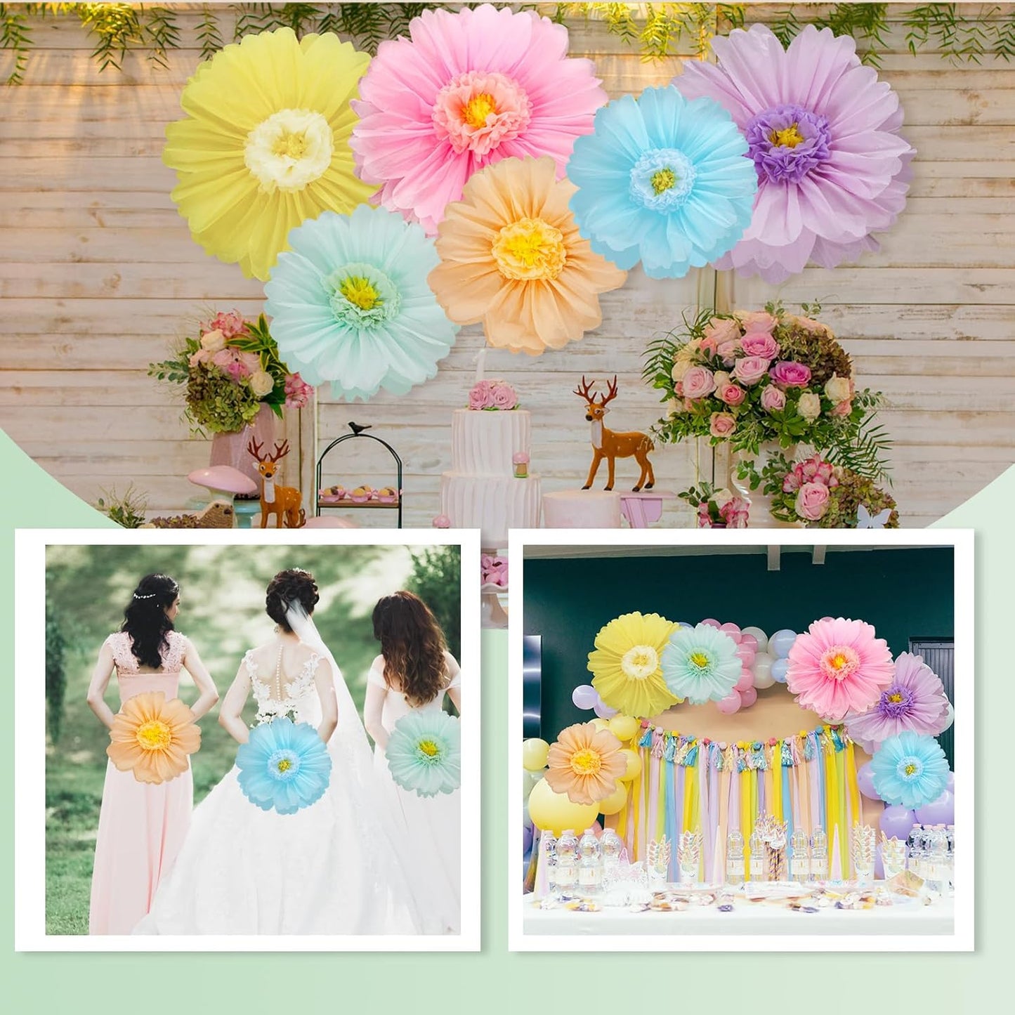 Giegxin 20 Pcs 31.5'', 23.6'', 11.8'', 9.8'' Pink Giant Paper Flower Boho Large Tissue Flower for Wall Pink Pom Pom Floral Decoration for Wall Wedding Bridal Shower Classroom Tea Party Birthday Decor