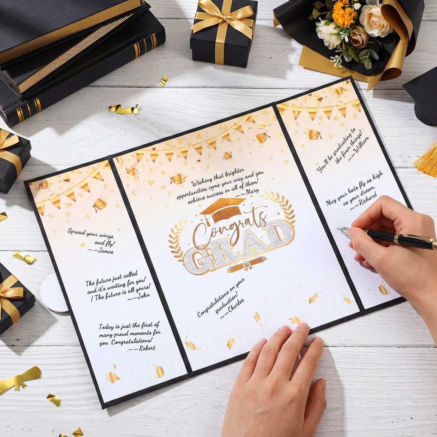 Engrowtic 2026 Graduation Guestbook Alternative Gold and Pink Guest Book Class of 2026 Congrats Graduation Party Decorations Grad Party Signature Board Card for College High School Graduate Gifts