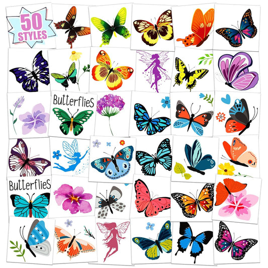 Partywind Individually Wrapped Sheets Kids Temporary Tattoos, Birthday Party Favors Supplies for Boys and Girls, Dinosaur/Mermaid/Pirate Tattoo Stickers for Goodie Bags Stuffers (50 Styles)
