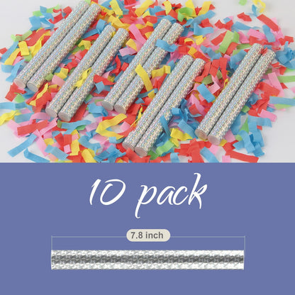 BATTIFE 10Pack Colorful Confetti Wands, Confetti Shoot Poppers, Tissue Paper Flick Flutter Sticks for Wedding Celebrations, Anniversary, Birthday Parties, Multi-color 7.8inch