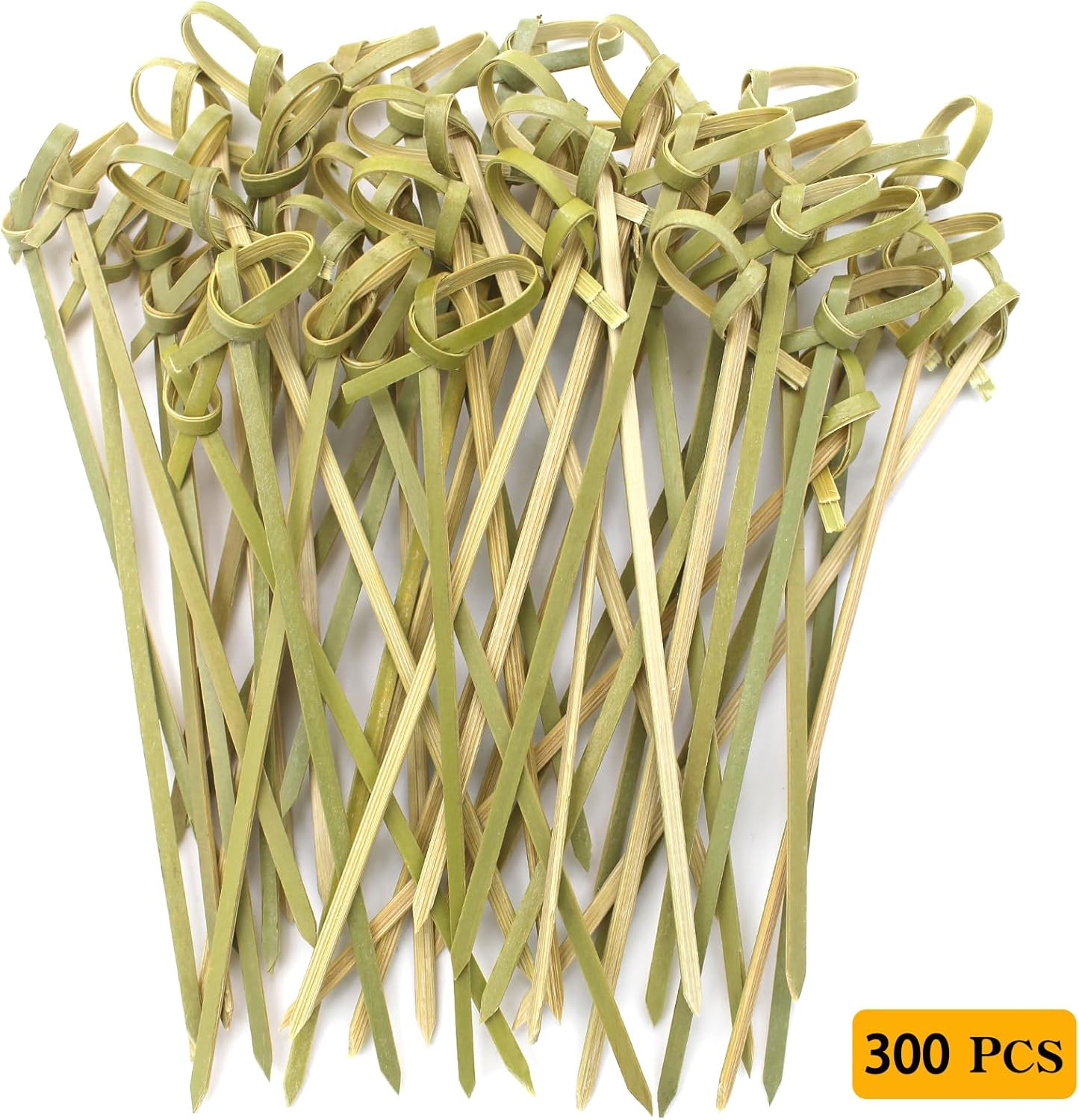 300pcs 4.7 IN Bamboo Cocktail Picks with Looped Knot,Nature Color,for Cocktail Party, Barbeque, Club Sandwiches (black-300pcs)