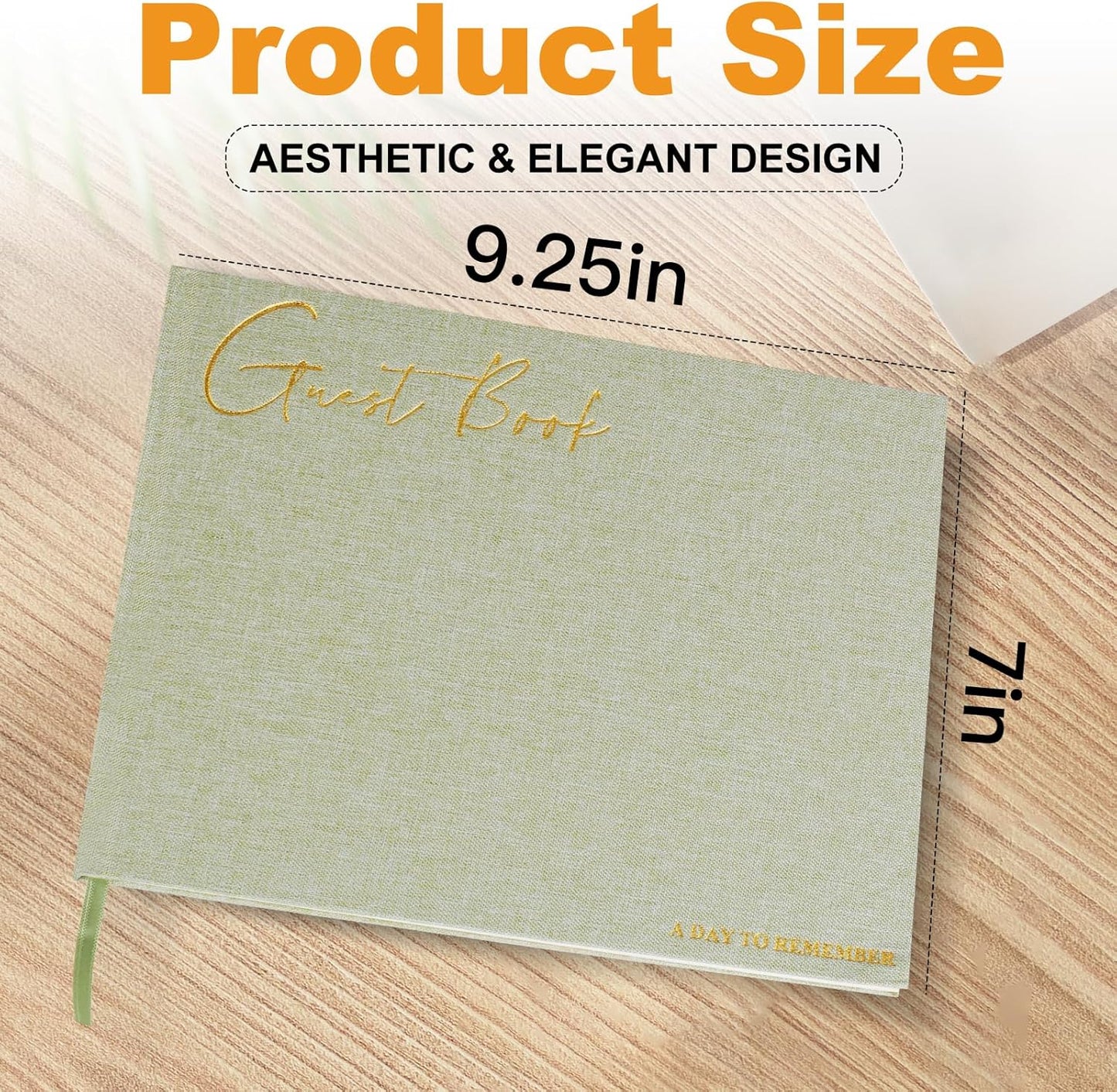 Utron Elegant Wedding Guest Book, Linen Guestbook to Sign in, Polaroid Guest Book for Wedding Receptions, Baby Showers, Birthdays and Special Events - Blank and Lined Acid Free Paper (Green)