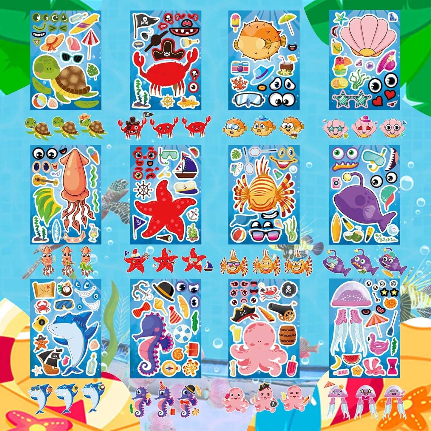 24 Sheets Make-a-face Cupcake Stickers Make Your Own Dessert Stickers Mix and Match Sweets and Fruit Treats Party Favor Supplies for Kids Ice Cream Sticker Games Birthday DIY Art Crafts