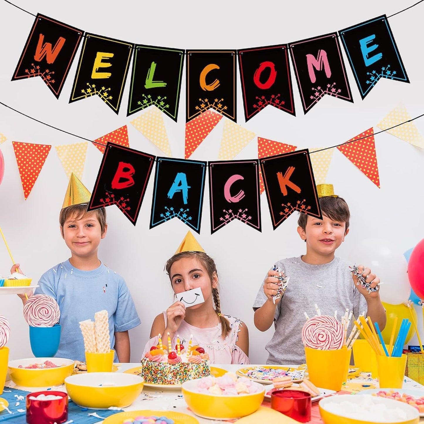 Welcome Back Banner, Glitter Welcome Banner Pre-Assembled Ready to Hang, Back to School Classroom Decorations for Teachers Students, Homecoming Party Decorations, Family Reunion & Office Celebrations