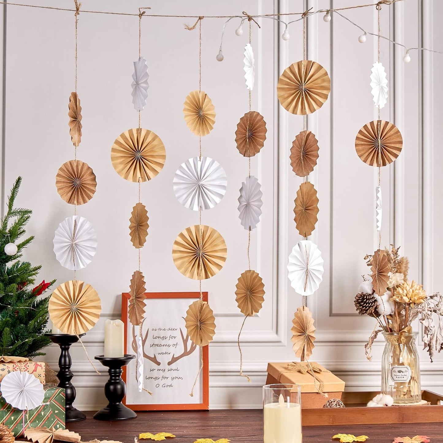 Easy Joy Paper Leaves Decorations for Wall Paper Fans Classroom Decoration Leaves Backdrop Decor Wall Decor,Set of 9