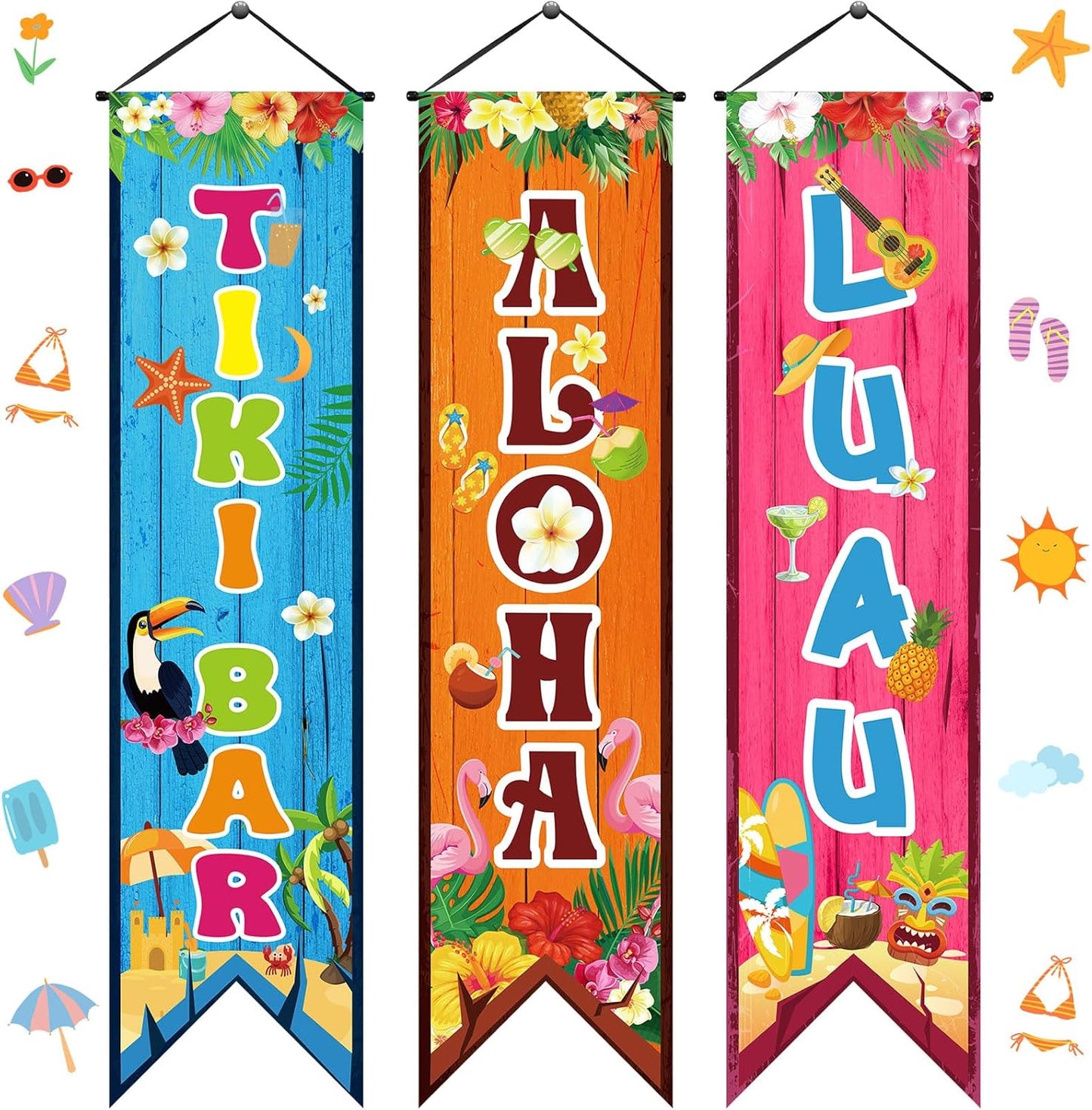 Chiisong 3 Pcs Neon Banner Party Decorations Let's Glow Banner Glow in the Dark Porch Sign Welcome Birthday Porch Sign for Neon Birthday Party Supplies Club Halloween Classroom Decorations
