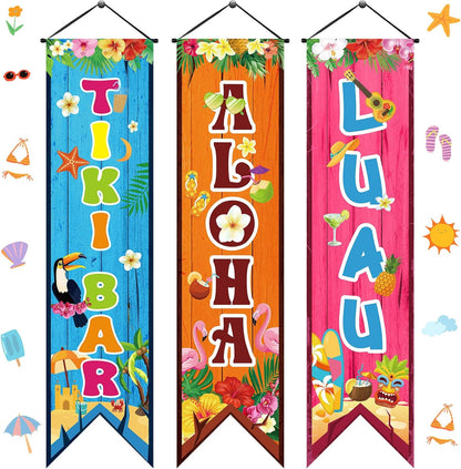Chiisong 3 Pcs Neon Banner Party Decorations Let's Glow Banner Glow in the Dark Porch Sign Welcome Birthday Porch Sign for Neon Birthday Party Supplies Club Halloween Classroom Decorations